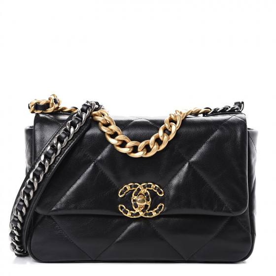 goatskin quilted medium chanel 19 flap black