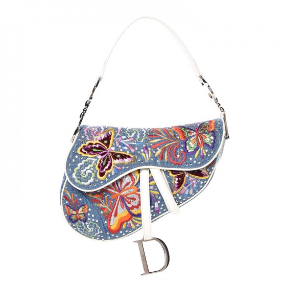 dior embroidered saddle bag
