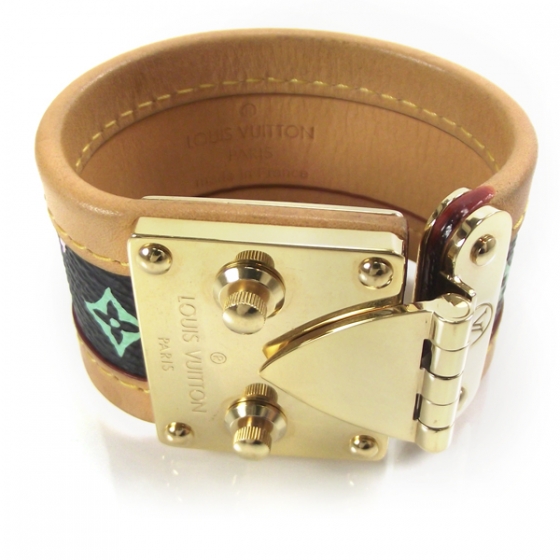 LOUIS VUITTON Monogram Multicolor S Lock Bracelet Noir 16550