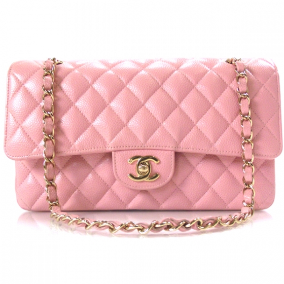 CHANEL Caviar Medium Double Flap Pink GHW 17169 | FASHIONPHILE