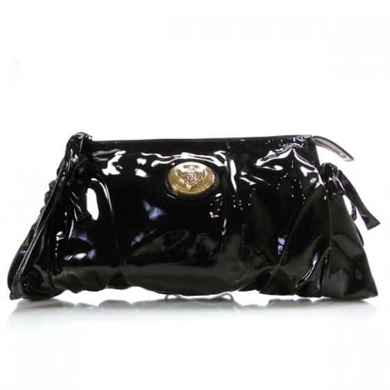 gucci black patent leather clutch