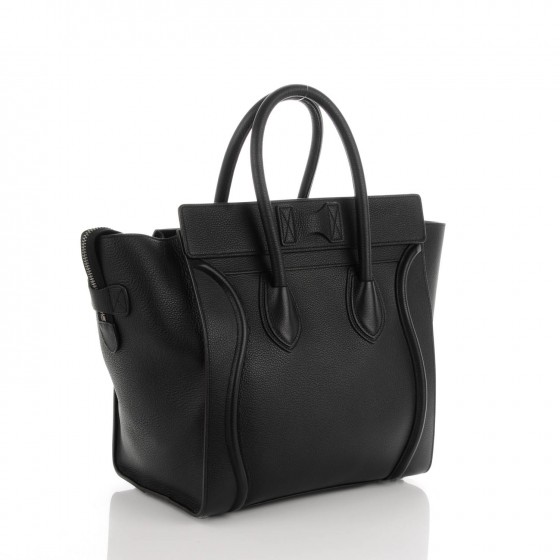 celine drummed calfskin mini luggage black