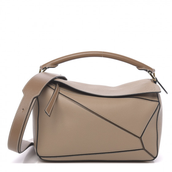 LOEWE Calfskin Medium Puzzle Bag Sand Mink 618646