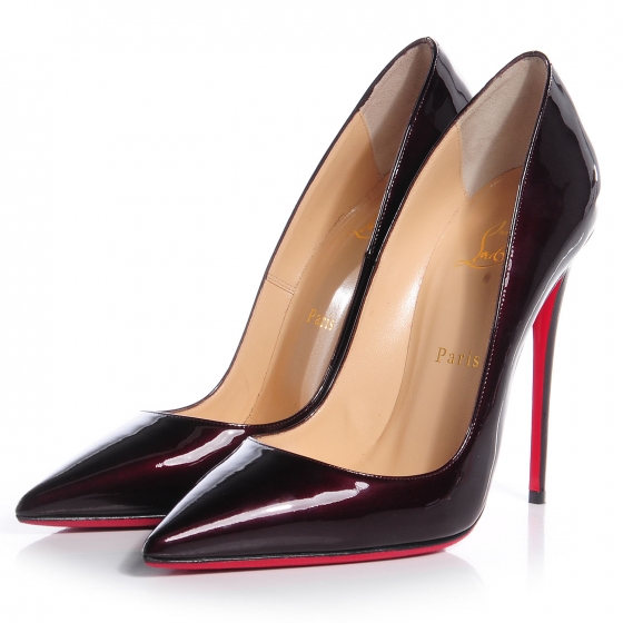 CHRISTIAN LOUBOUTIN Metal Patent So Kate 120 Pumps 39 Dark Burgundy ...