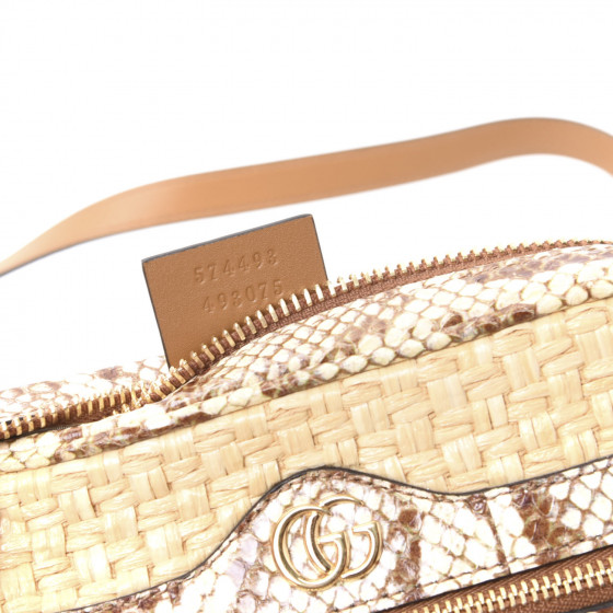 Gucci Ophidia Mini Bag Raffia Watersnake Shoulder Bag Beige 574493