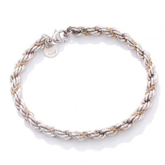 TIFFANY Sterling Silver 18k Rope Bracelet 44633 | FASHIONPHILE