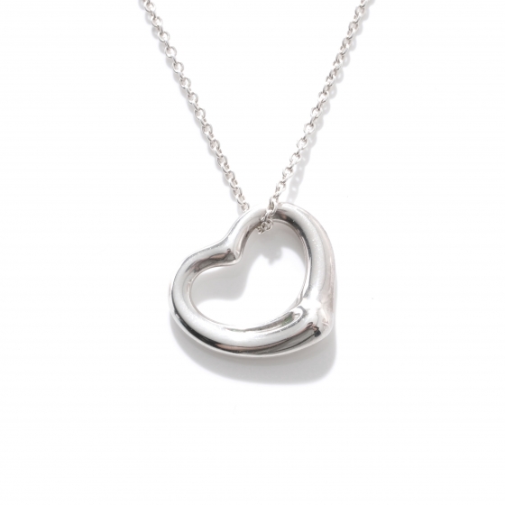 TIFFANY Sterling Silver Elsa Peretti Open Heart Pendant Necklace Medium ...