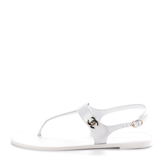 white chanel thong sandals