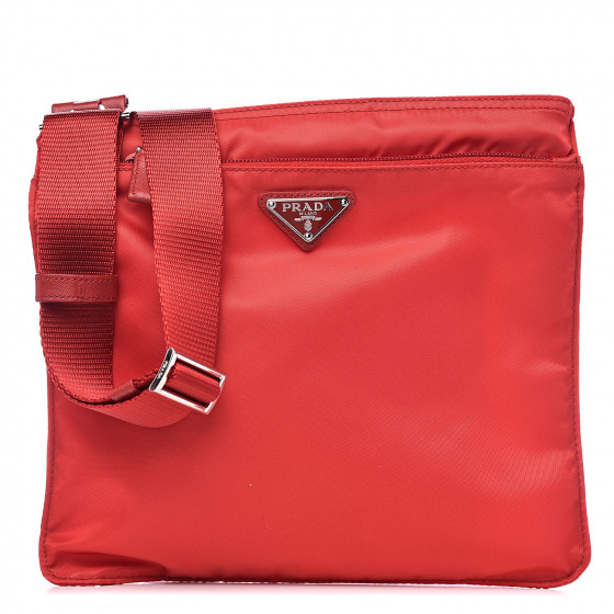 PRADA Nylon Vela Flat Messenger Bag Rosso 519900
