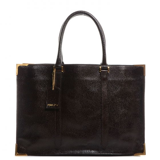 FENDI Dimpled Leather Classico No. 4 Tote Brown 77415