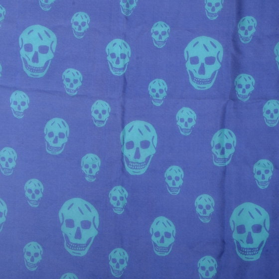 ALEXANDER MCQUEEN Silk Chiffon Skull Scarf Blue 70913