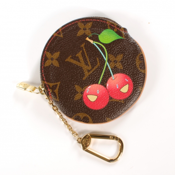 Louis Vuitton Monogram Cherries Round Coin Pouch Change Keychain Purse  293lvs513