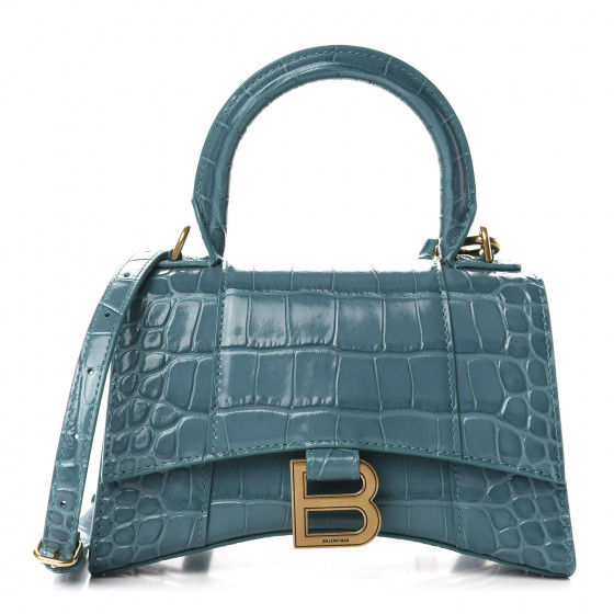 balenciaga hourglass bag crocodile green