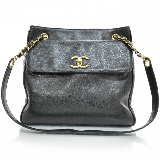 chanel black caviar shoulder bag