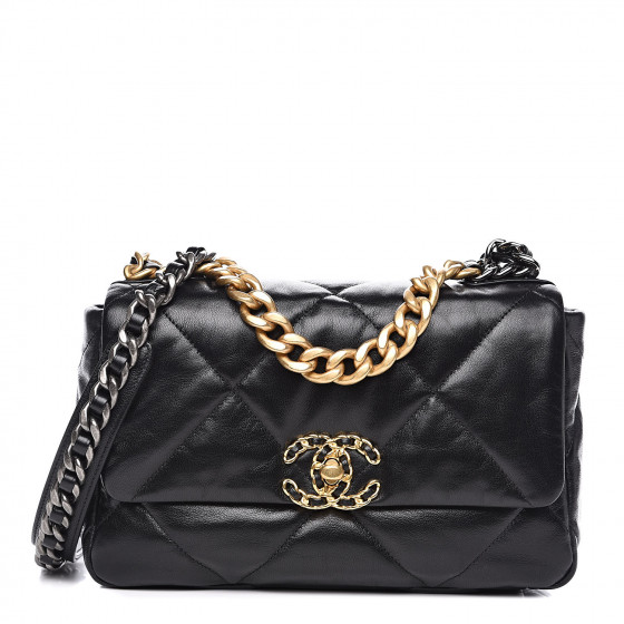 goatskin quilted medium chanel 19 flap black