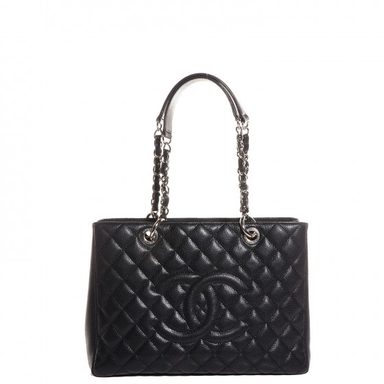 chanel caviar quilted grand shopping tote gst black