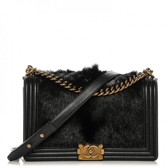 chanel fur boy bag