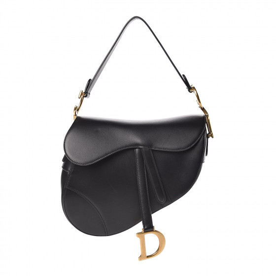 dior black calfskin saddle bag