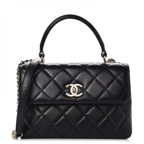 CHANEL Lambskin Quilted Small Trendy CC Dual Handle Flap Bag Black ...