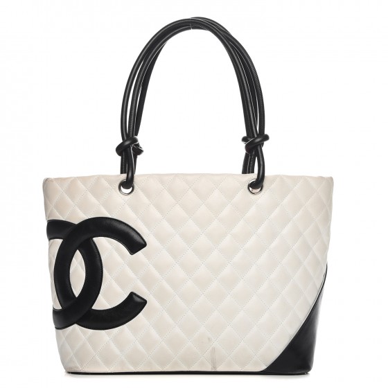 chanel black tote with white logo