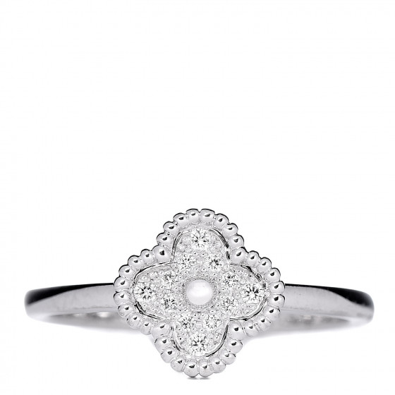 Van Cleef Arpels 18k White Gold Diamond Sweet Alhambra Ring 53 6 5 4500