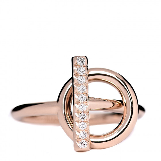 HERMES 18K Rose Gold Diamond PM Echappee Ring 52 6 499217