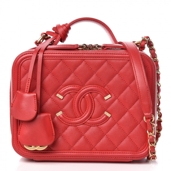 chanel caviar quilted medium cc filigree vanity case