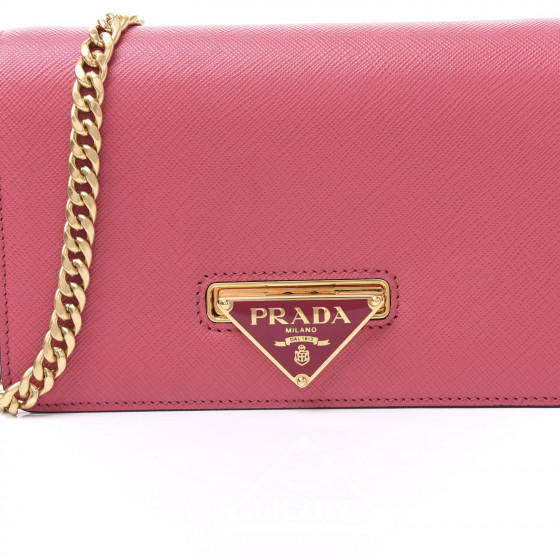 prada saffiano chain crossbody wallet