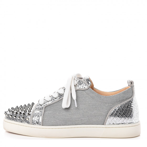 christian louboutin louis junior spikes suede shadow silver