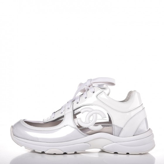 white clear chanel sneakers