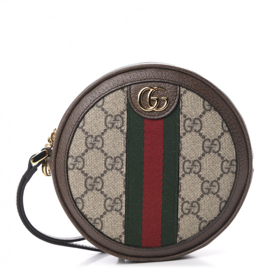 GUCCI GG Supreme Monogram Ophidia Circle Wristlet Brown 608573