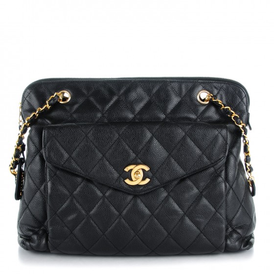 chanel black caviar shoulder bag