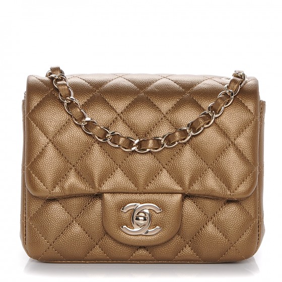 chanel square mini caviar gold