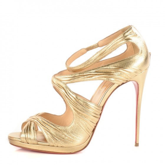 christian louboutin gold strappy heels