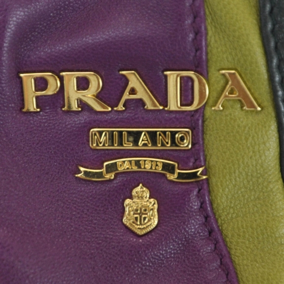 PRADA Nappa Stripes Shoulder Bag Viola Alloro 31998