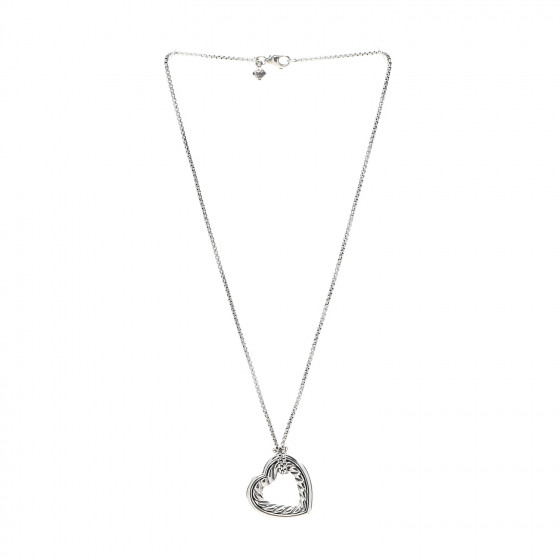 DAVID YURMAN Sterling Silver 18K Yellow Gold Open Heart Cable Necklace ...