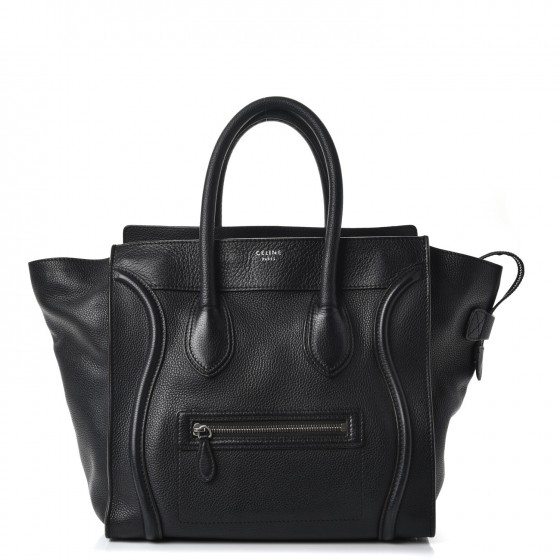 celine drummed calfskin mini luggage black