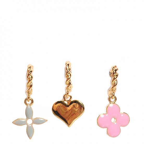 Louis Vuitton, Jewelry, Louis Vuitton Bookle Sweet Monogram M65472  Earrings Gold X Pink Light Blue Flowe