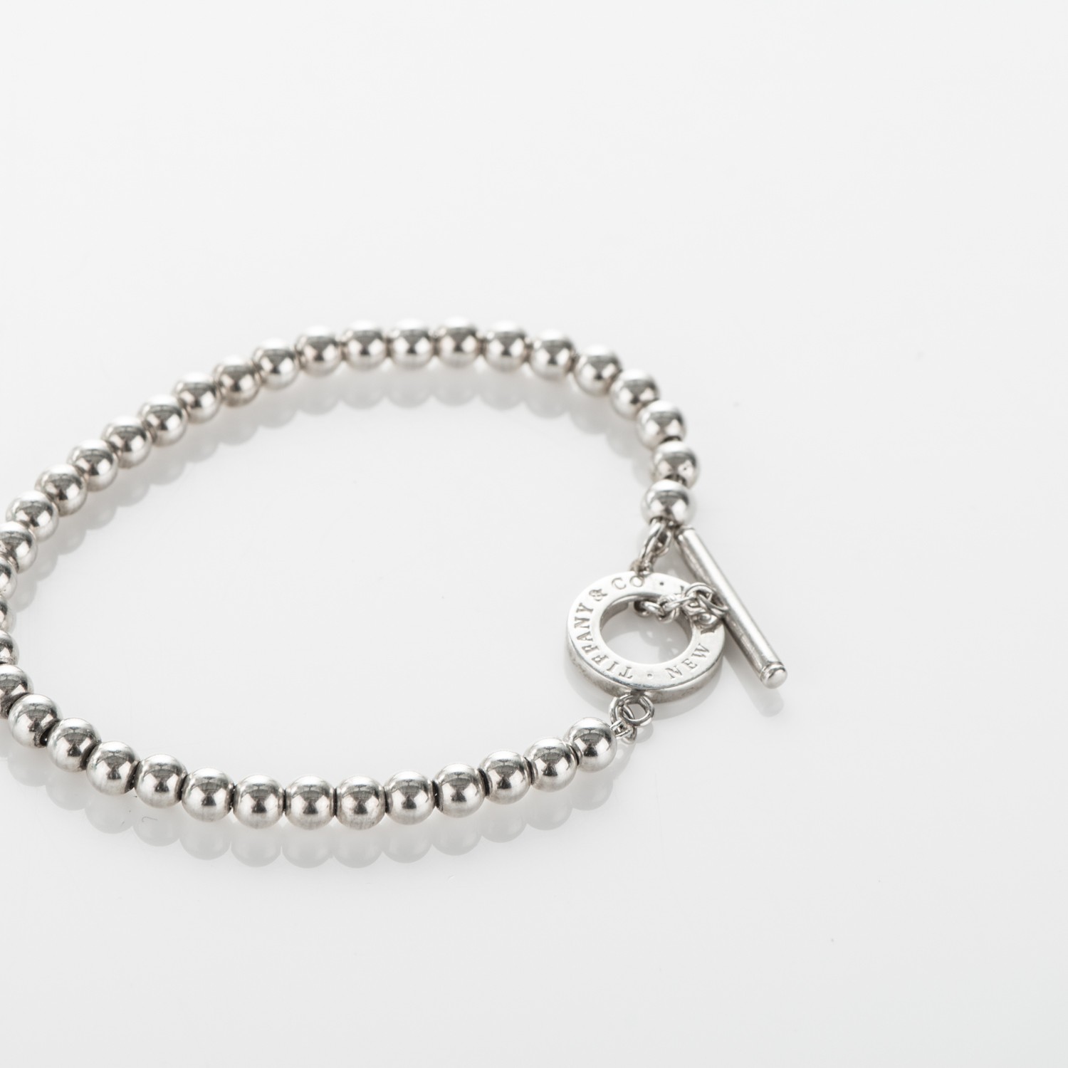 TIFFANY Sterling Silver 4mm Beads Toggle Bracelet 178254 | FASHIONPHILE