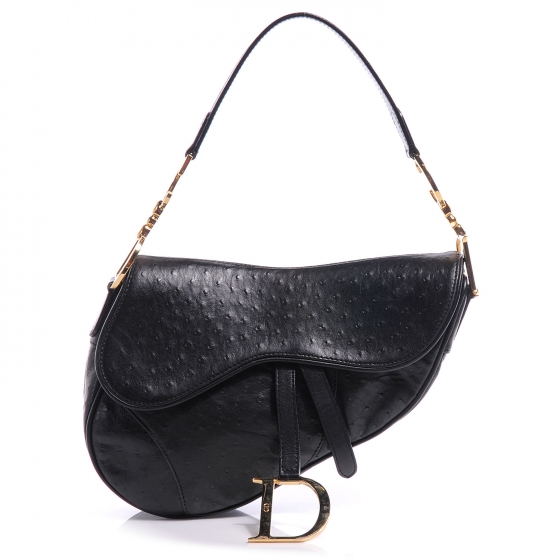 christian dior ostrich saddle bag