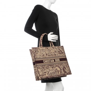 Christian Dior Canvas Embroidered Dioriviera Toile De Jouy Book Tote Burgundy Fashionphile