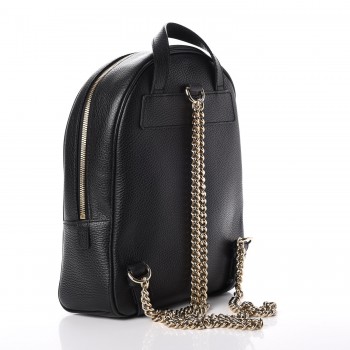 gucci pebbled calfskin soho chain backpack black