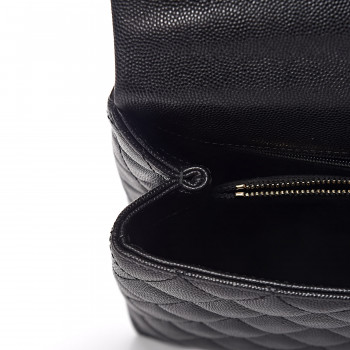 CHANEL Caviar Lizard Quilted Small Coco Handle Flap Black 434658
