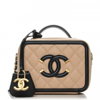 chanel caviar quilted small cc filigree vanity case black