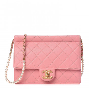 chanel flap bag with pearl chain