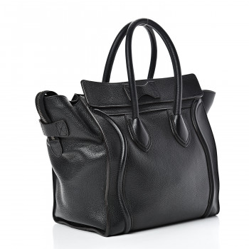 celine drummed calfskin mini luggage black