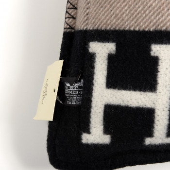 HERMES Wool Cashmere Avalon III Pillow Ecru Black 713374 ...