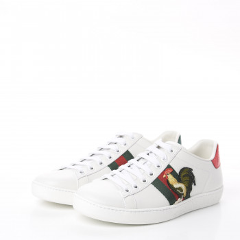 GUCCI Calfskin Web Rooster Embroidered 