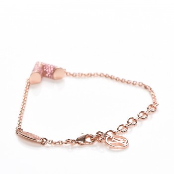 Louis Vuitton Rose Goldtone Pink Pave Crystal V Essential Ring Sz L/US7.5