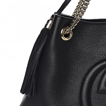 gucci pebbled calfskin medium soho chain shoulder bag black